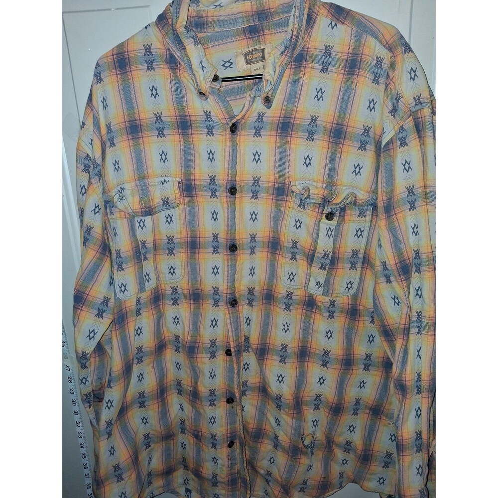 Vintage Style The Foundry 3XT Distressed Flannel Shirt Western Grunge...